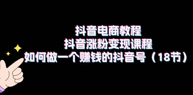 抖音电商教程：抖音涨粉变现课程：如何做一个赚钱的抖音号（18节）